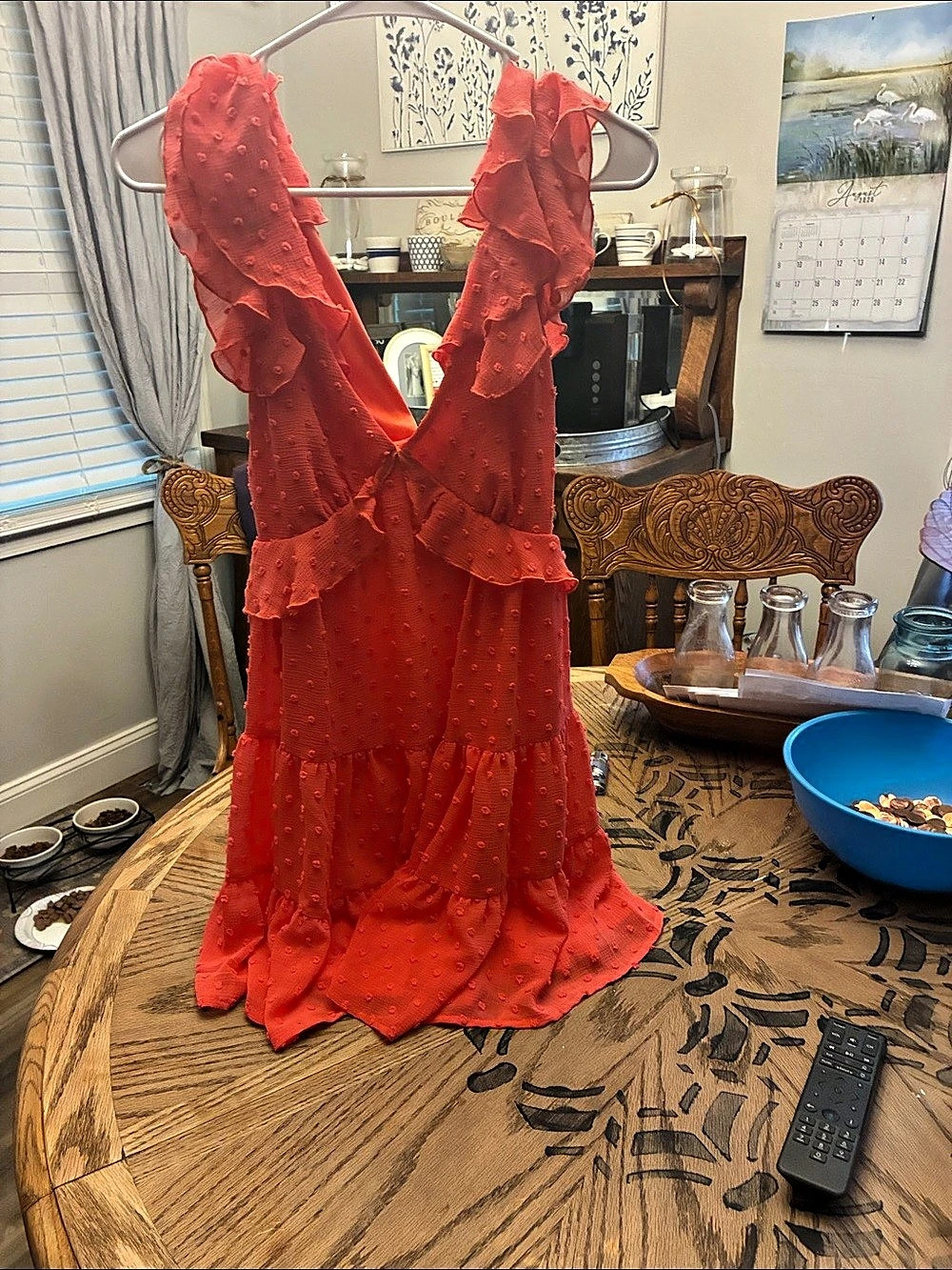 ncescas Orange Ruffle Maxi Dress Size XS Like New